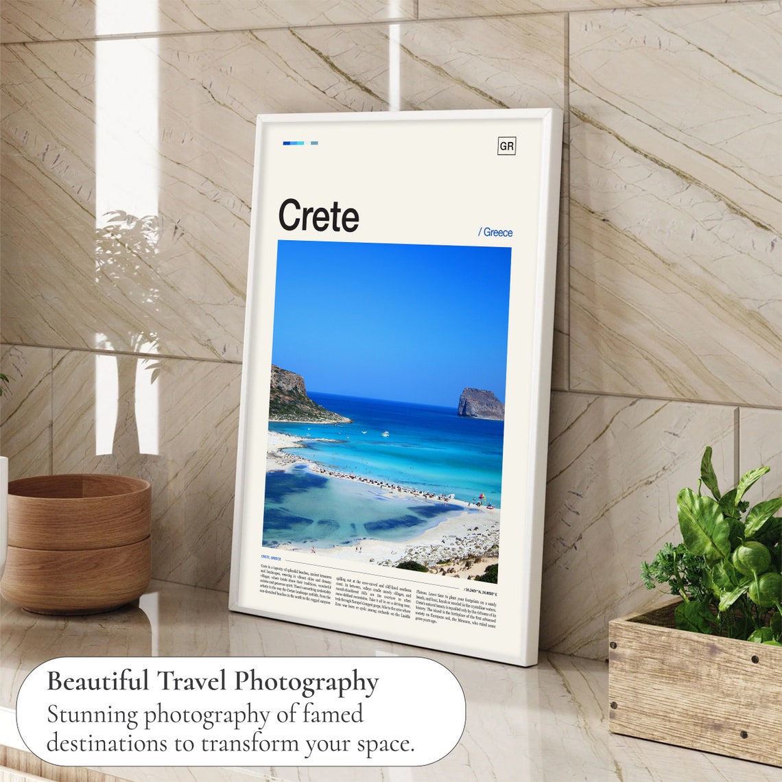Crete Greece Turquoise Beach Lagoon Coast Editorial Travel Poster - Image 4