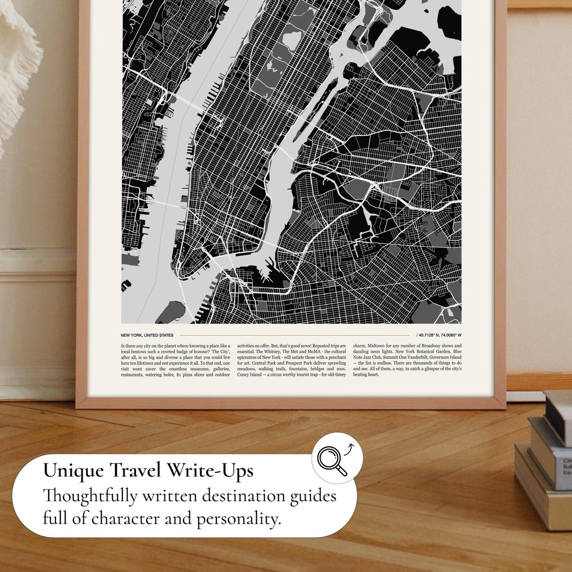 New York United States Monochrome Manhattan Street Map Travel Poster - Image 2