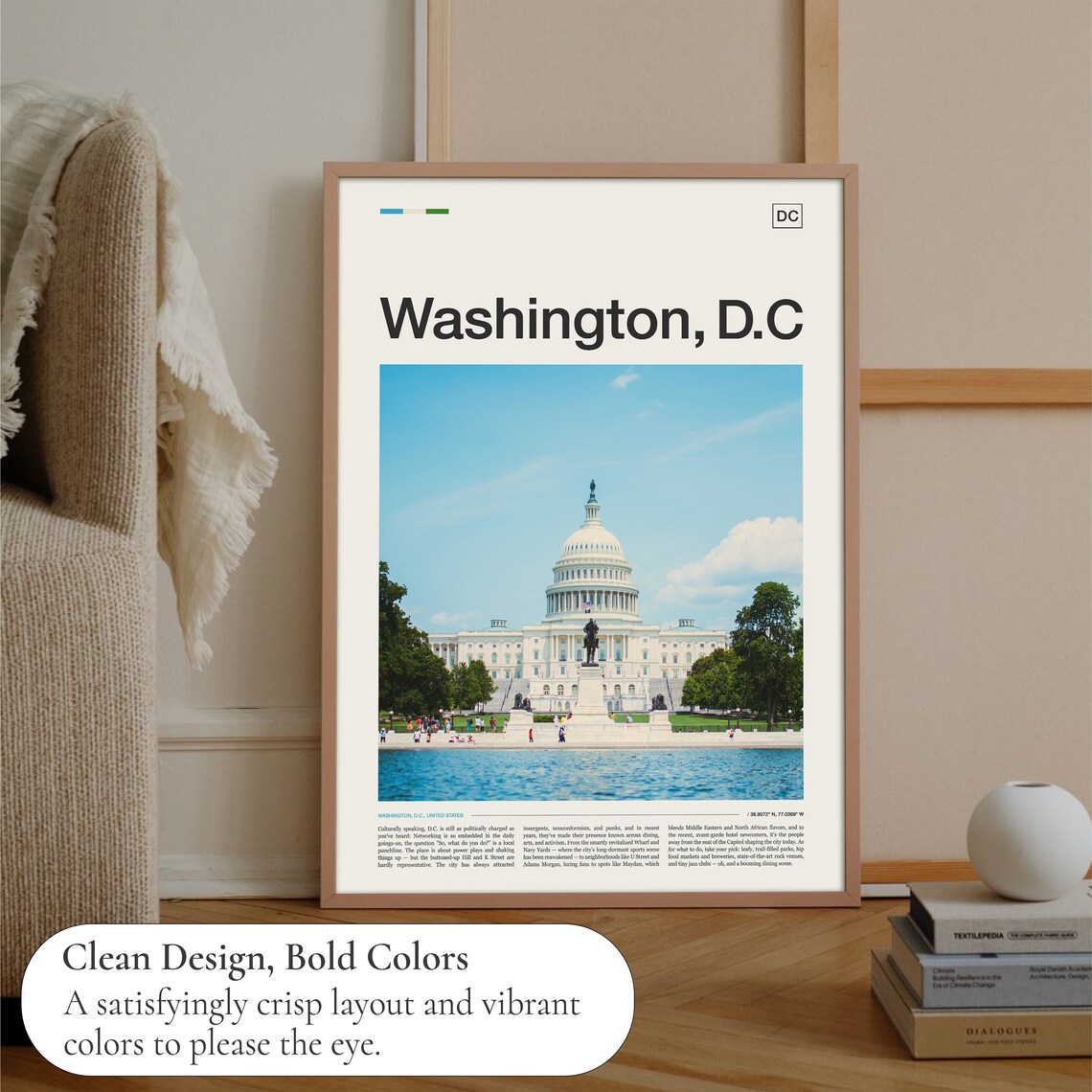 Washington DC Travel Poster, Skyline Wall Art - Image 3