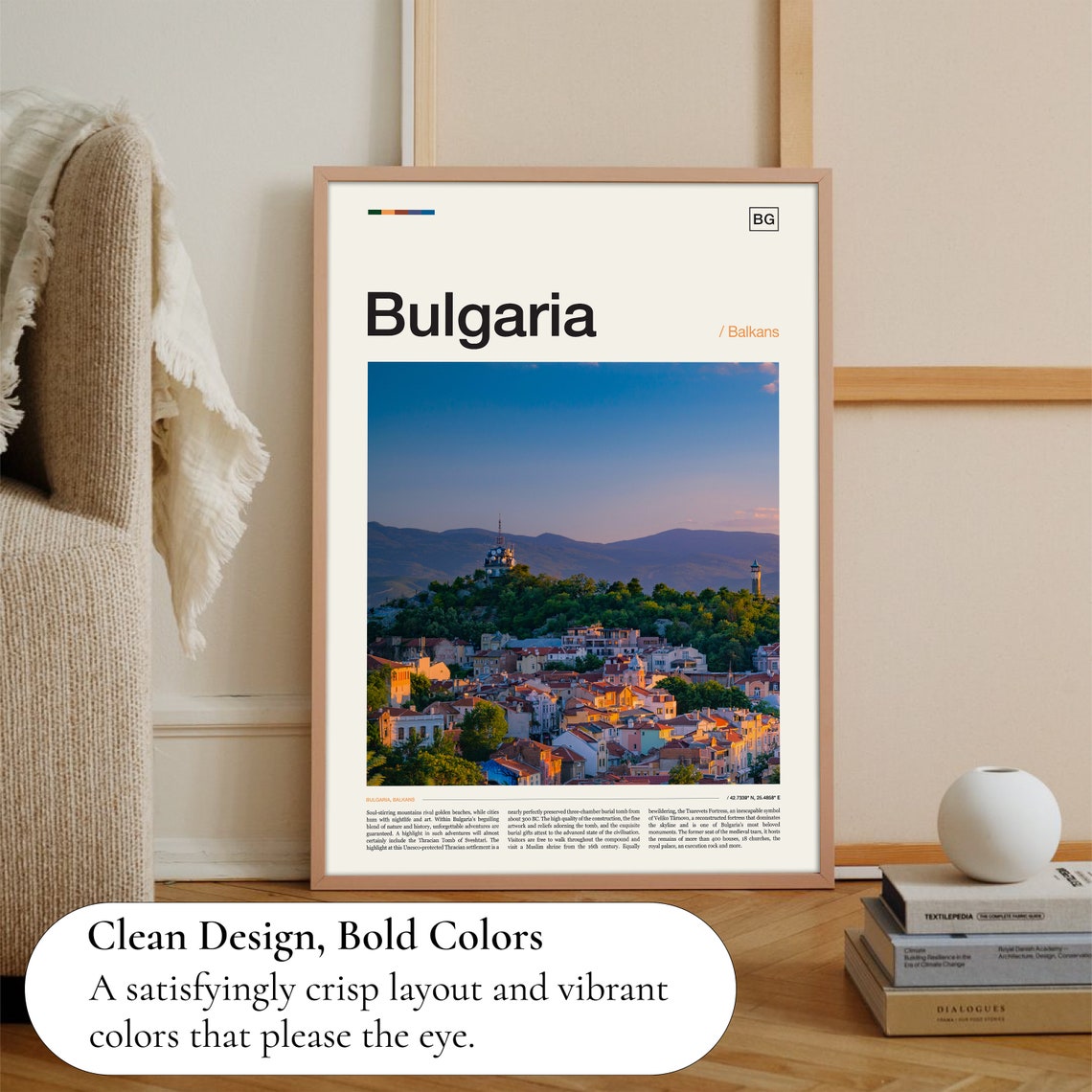 Bulgaria Hillside Old Town Sunset Balkans City Panorama Photo Poster - Image 3
