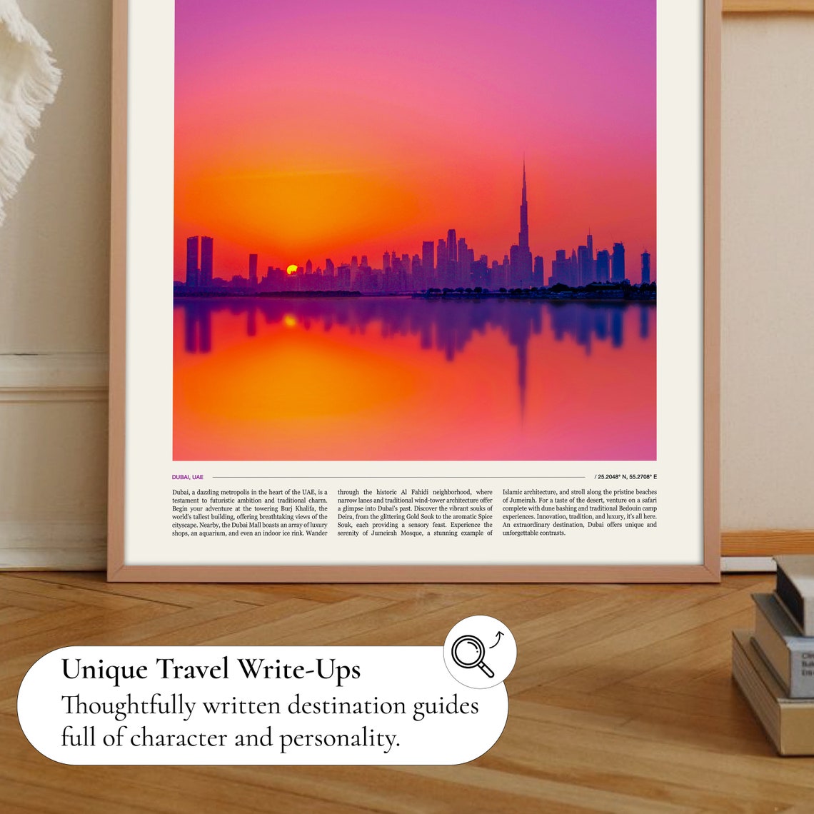 Dubai UAE Sunset Skyline Burj Khalifa Silhouette Photo Travel Poster - Image 2