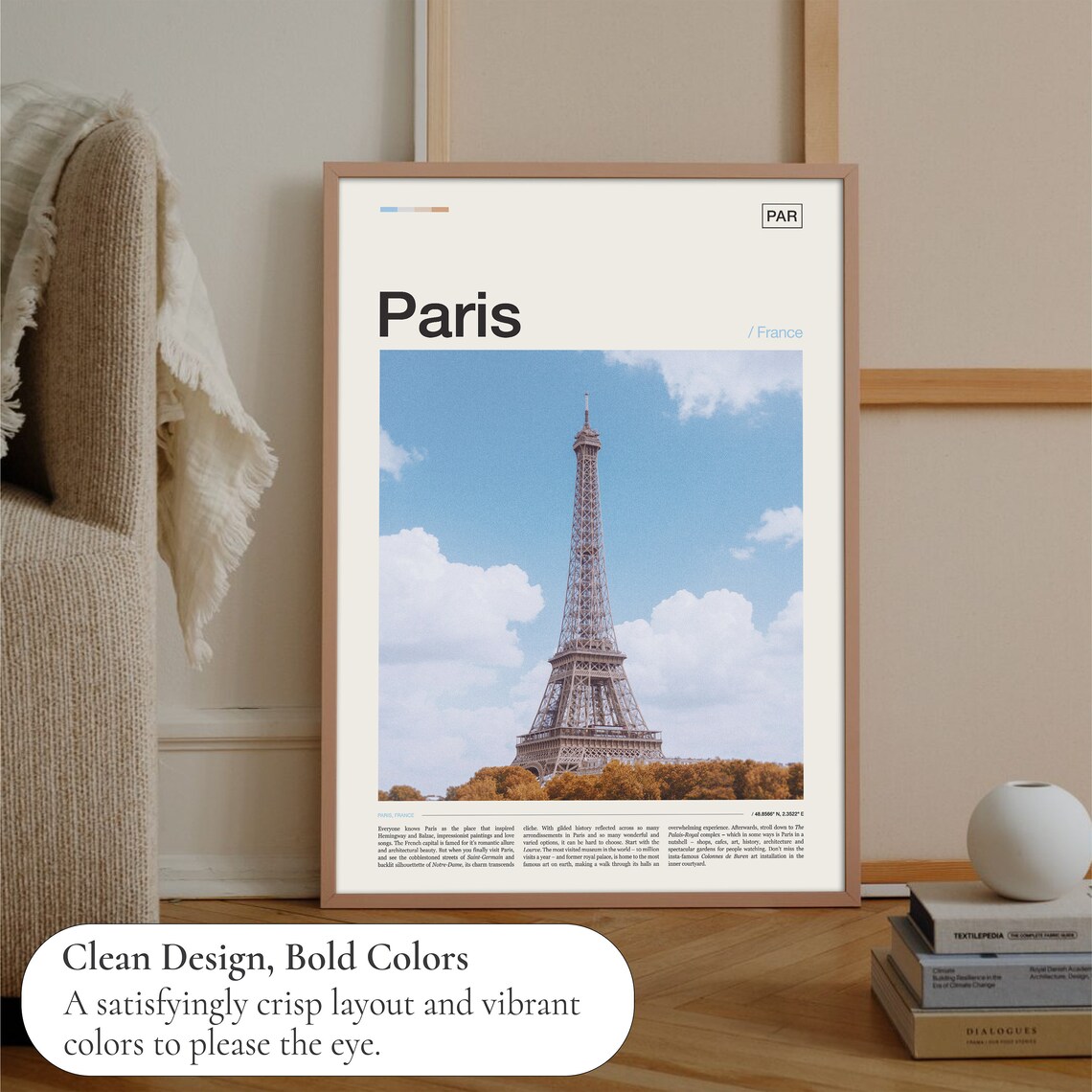 Paris Eiffel Tower Travel Poster, Paris Wall Decor - Image 3