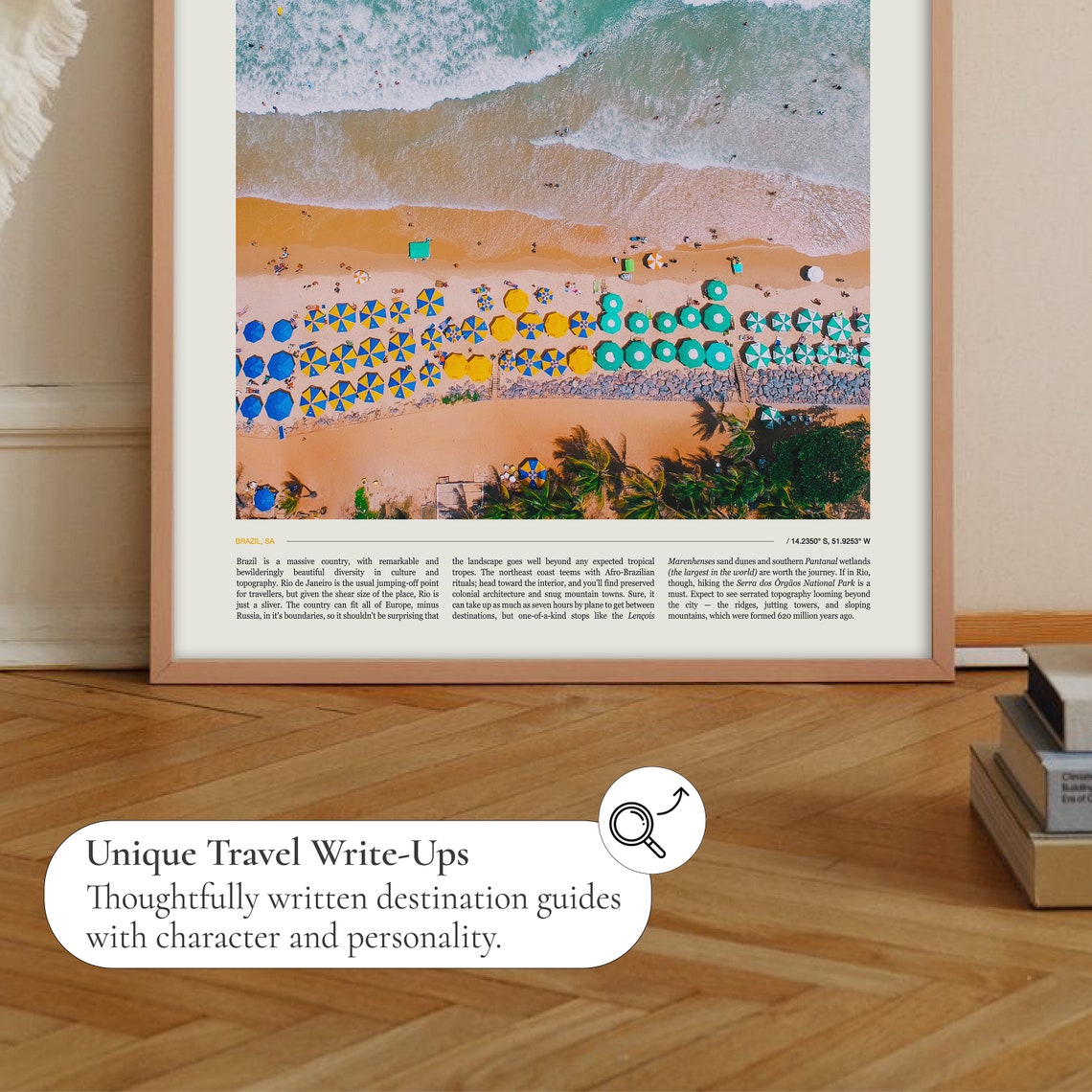 Brazil Beach Aerial Colorful Umbrellas Turquoise Waves Travel Poster - Image 2