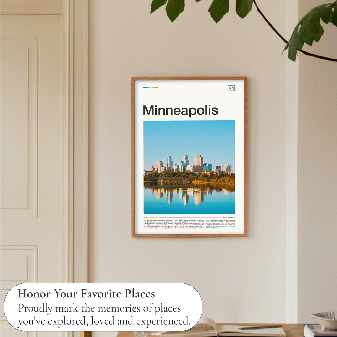 Minneapolis Minnesota Skyline Reflected Water Golden Light Poster - Image 5