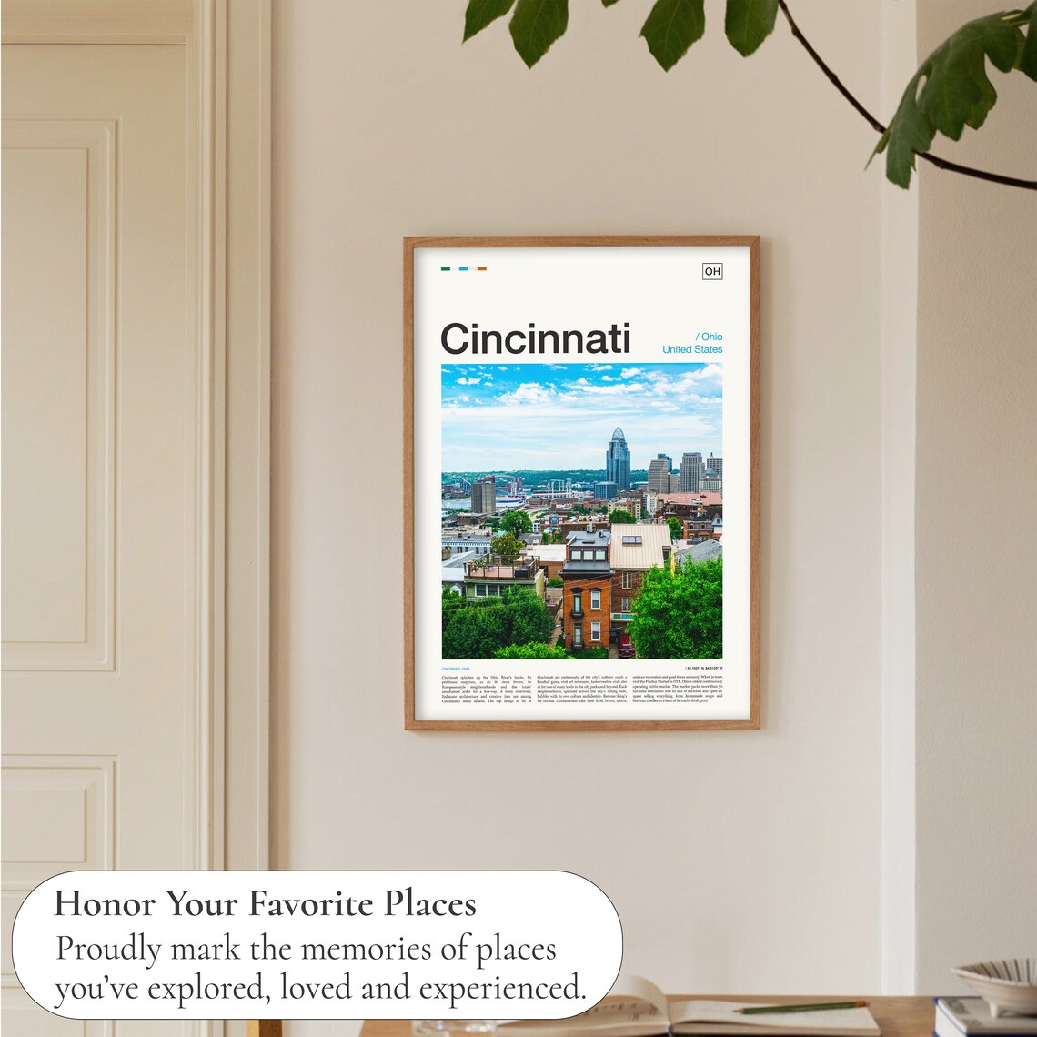 Cincinnati Skyline Travel Poster, City Wall Art - Image 5
