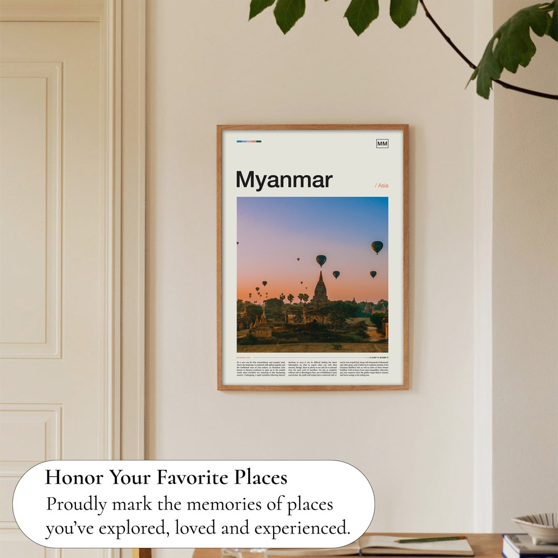 Myanmar Bagan Sunrise Hot Air Balloons Over Ancient Temples Poster - Image 5