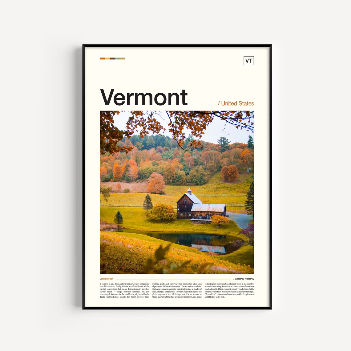 Vermont Travel Poster, Vermont Wall Art Print