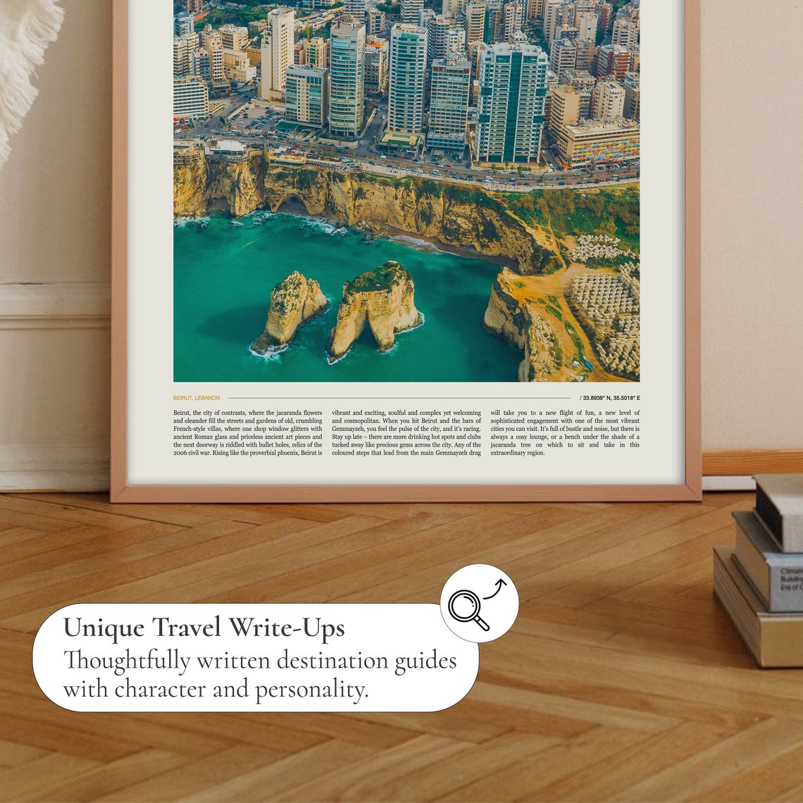 Beirut Lebanon Pigeon Rocks Coastal City Aerial Travel Poster - Image 2
