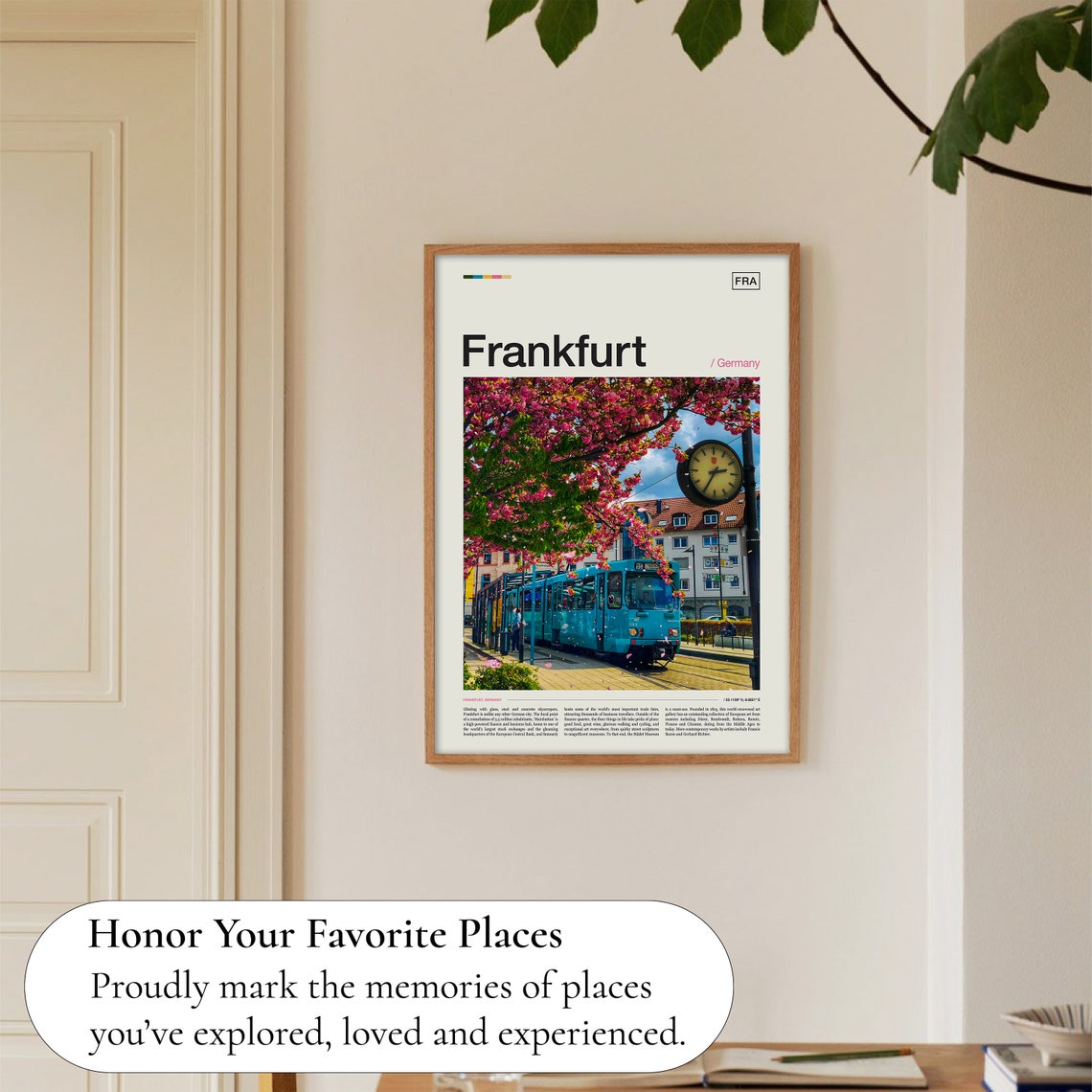Frankfurt Germany Cherry Blossom Tram Street Scene Travel Poster - Image 5