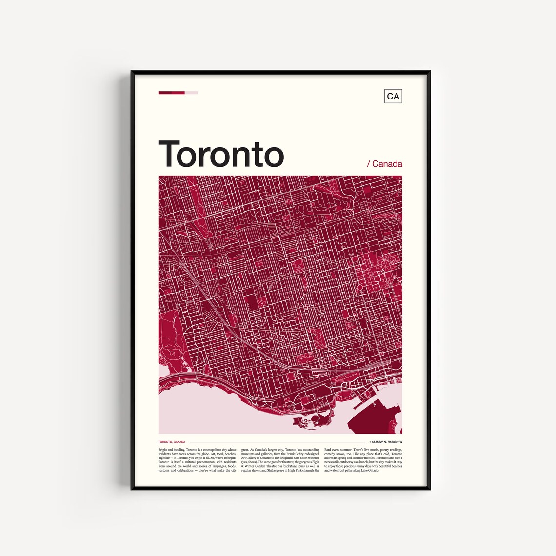 Toronto Map Print, Travel Poster, Canada Map
