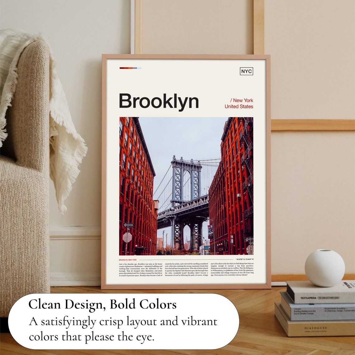 Brooklyn New York Manhattan Bridge DUMBO Brick Street City Poster - Image 3