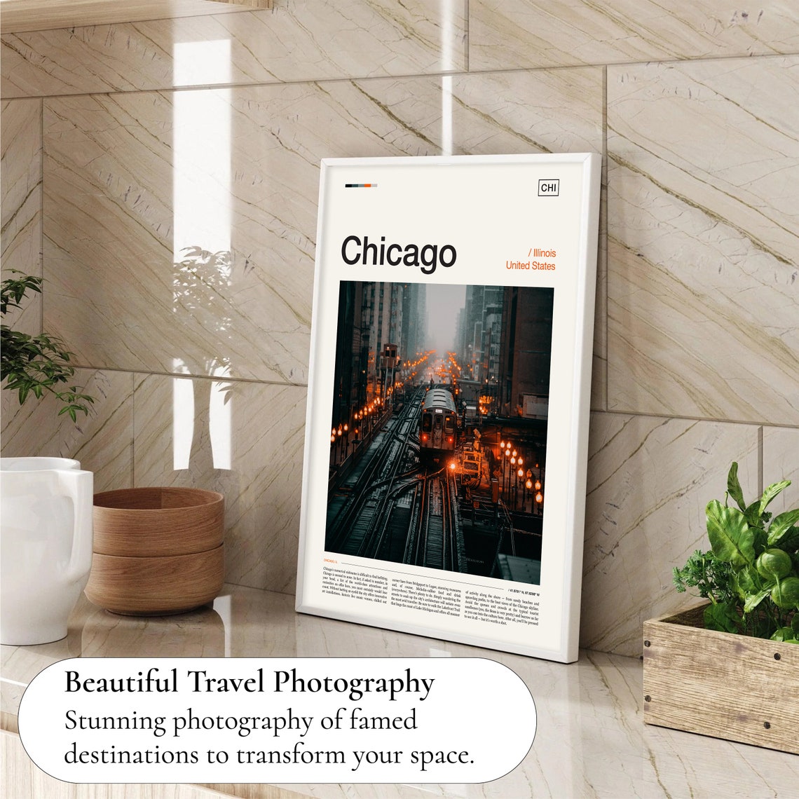 Chicago Illinois United States L Train At Dusk City Travel Poster - Image 4