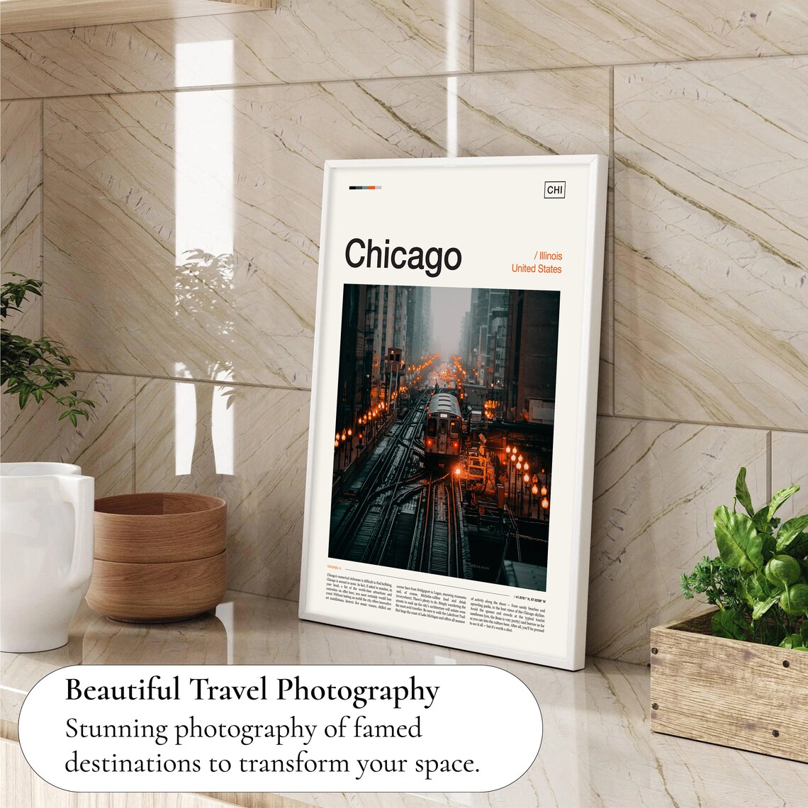 Chicago Skyline Travel Poster, City Wall Art - Image 4