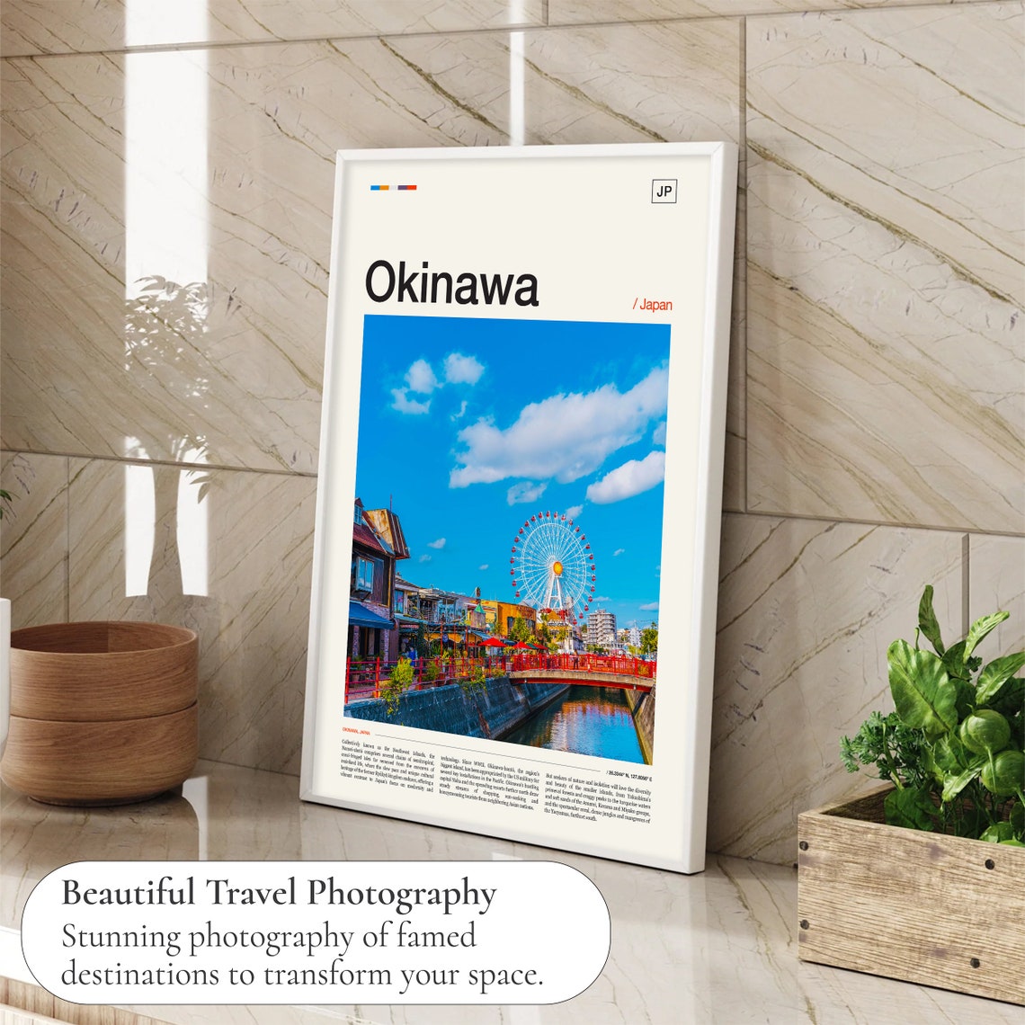Okinawa Japan Ferris Wheel Waterfront Blue Sky Travel Poster - Image 4