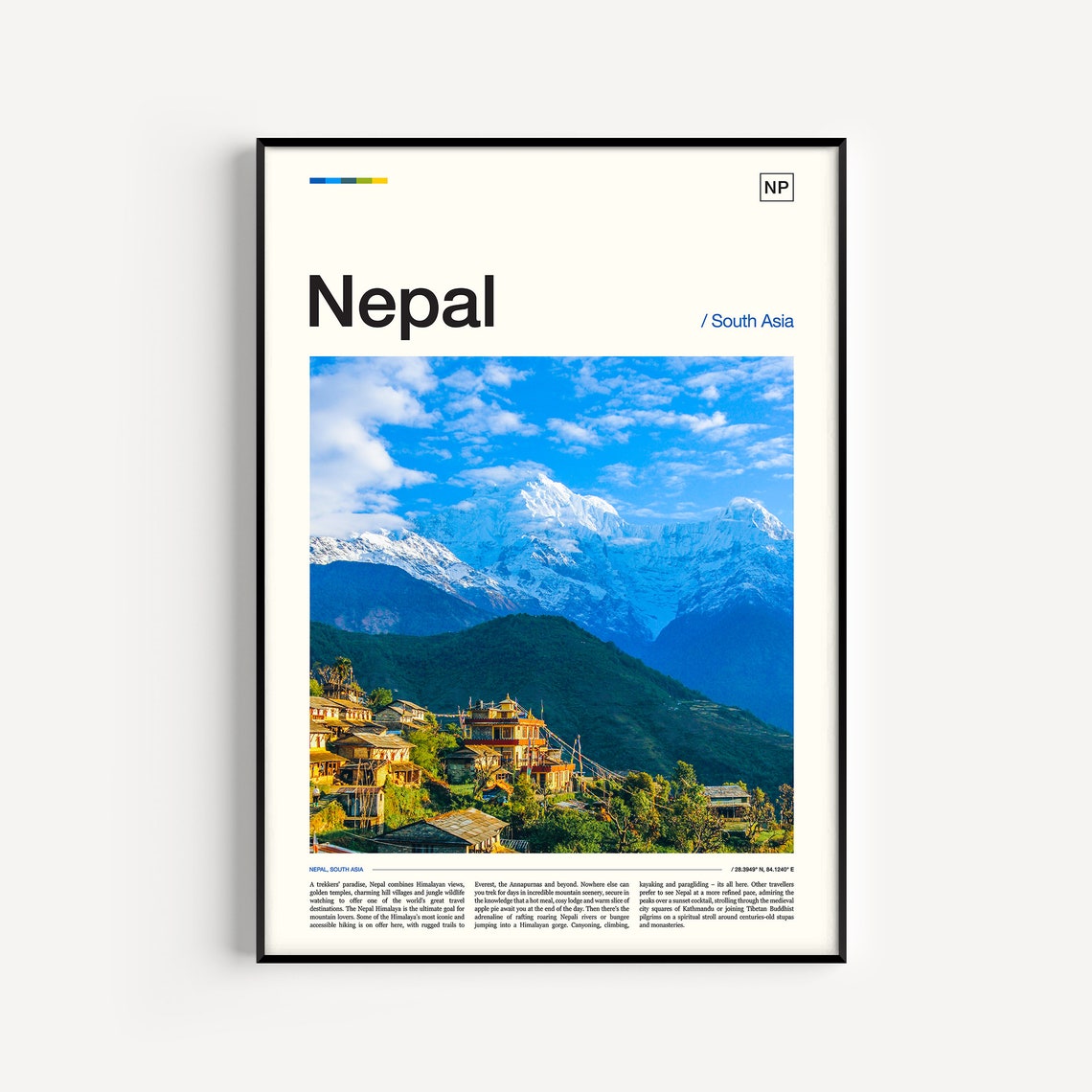Nepal South Asia Himalayan Peaks Traditional Village Photo Poster