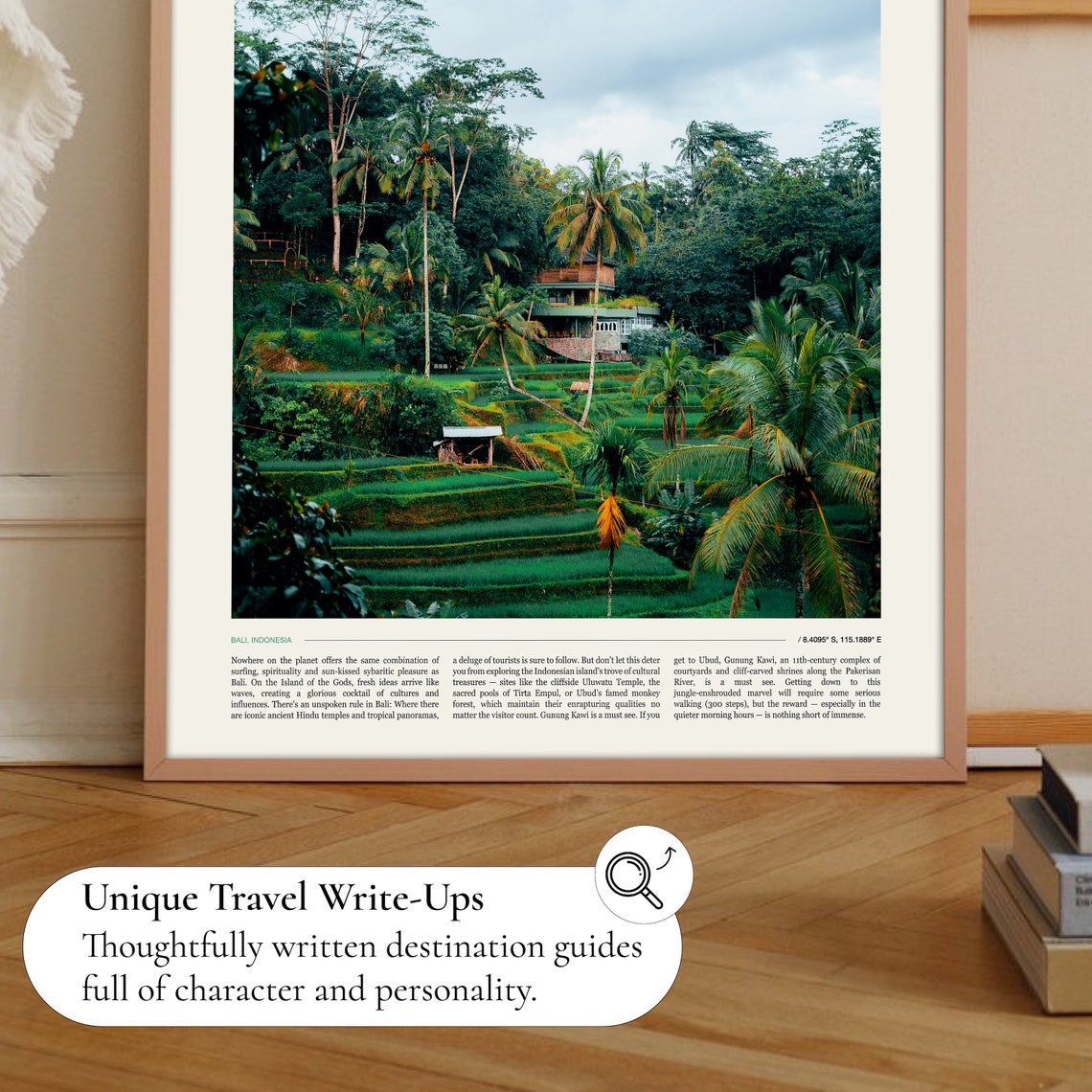 Bali Indonesia Palm Trees Rice Terrace Village Tropical Photo Poster - Image 2