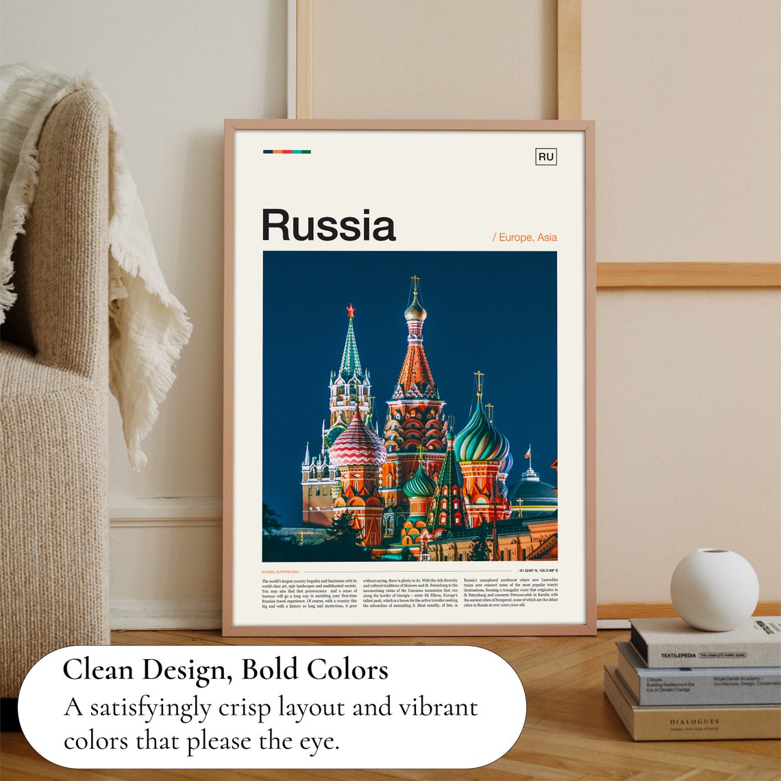 Russia St Basils Cathedral Moscow Night Landmark View Travel Poster - Image 3