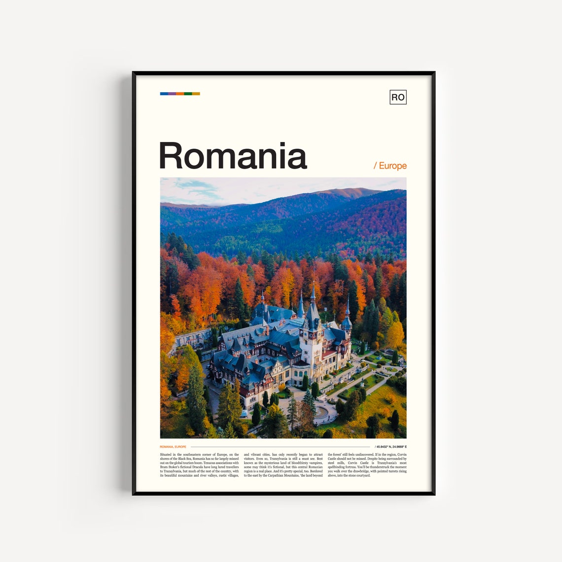 Romania Peles Castle Autumn Forest Transylvania Europe Poster