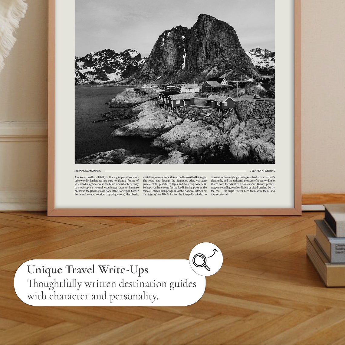 Norway Black and White Fjord Fishing Village Scandinavia Poster - Image 2
