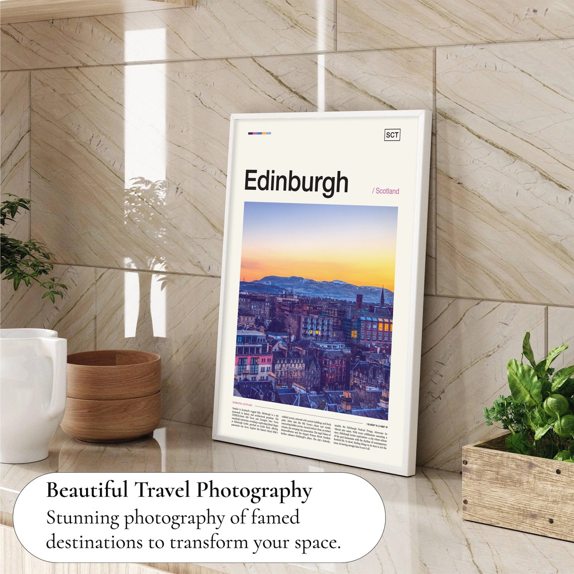 Edinburgh Scotland City Panorama Dusk Skyline Evening Photo Poster - Image 4