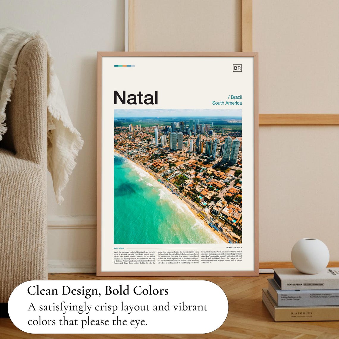 Natal Brazil South America Aerial Beach City View Travel Poster - Image 3