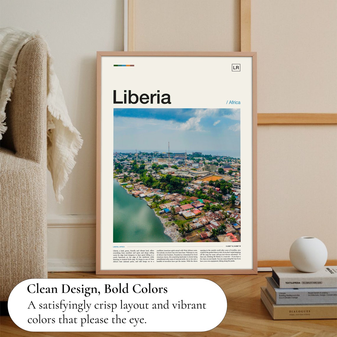 Liberia Africa Coastal City Aerial Waterfront Photo Travel Poster Art - Image 3