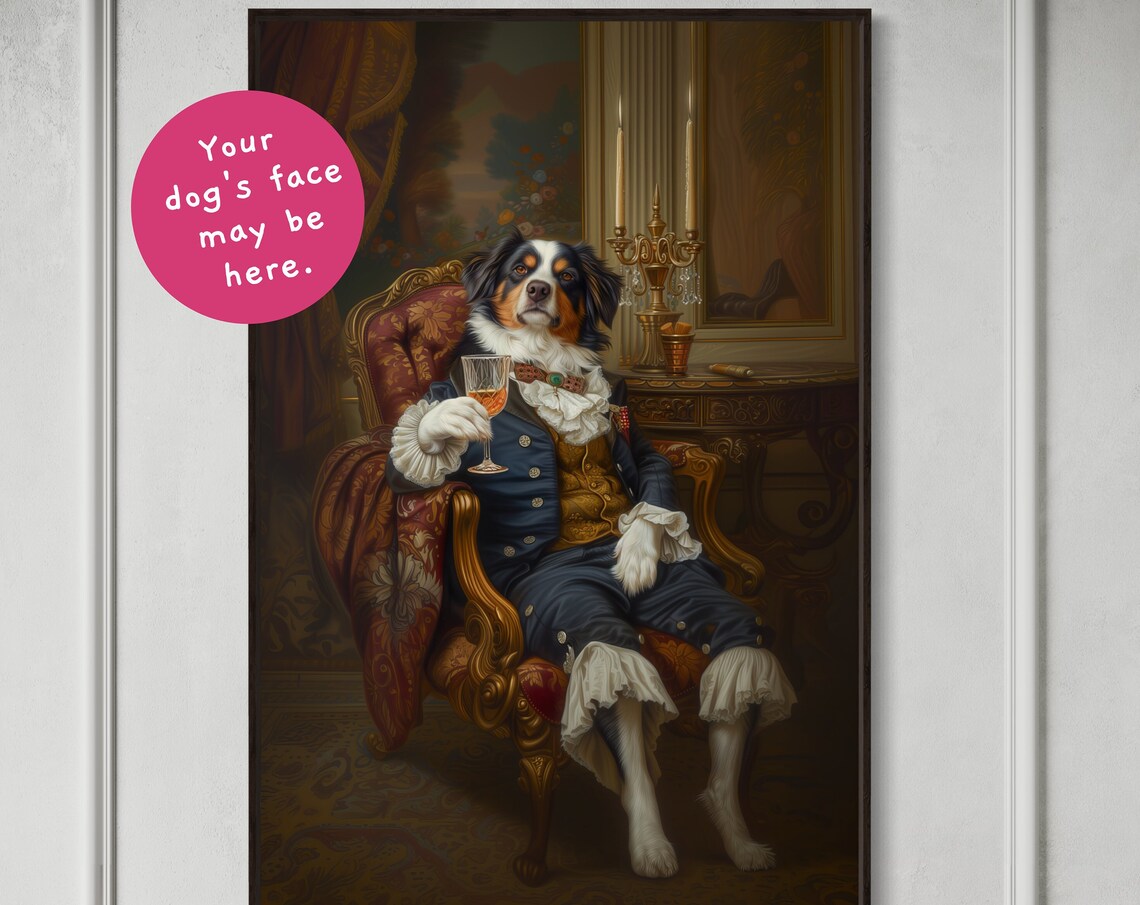 Victorian Australian Shepherd Custom Pet Portrait Art Print