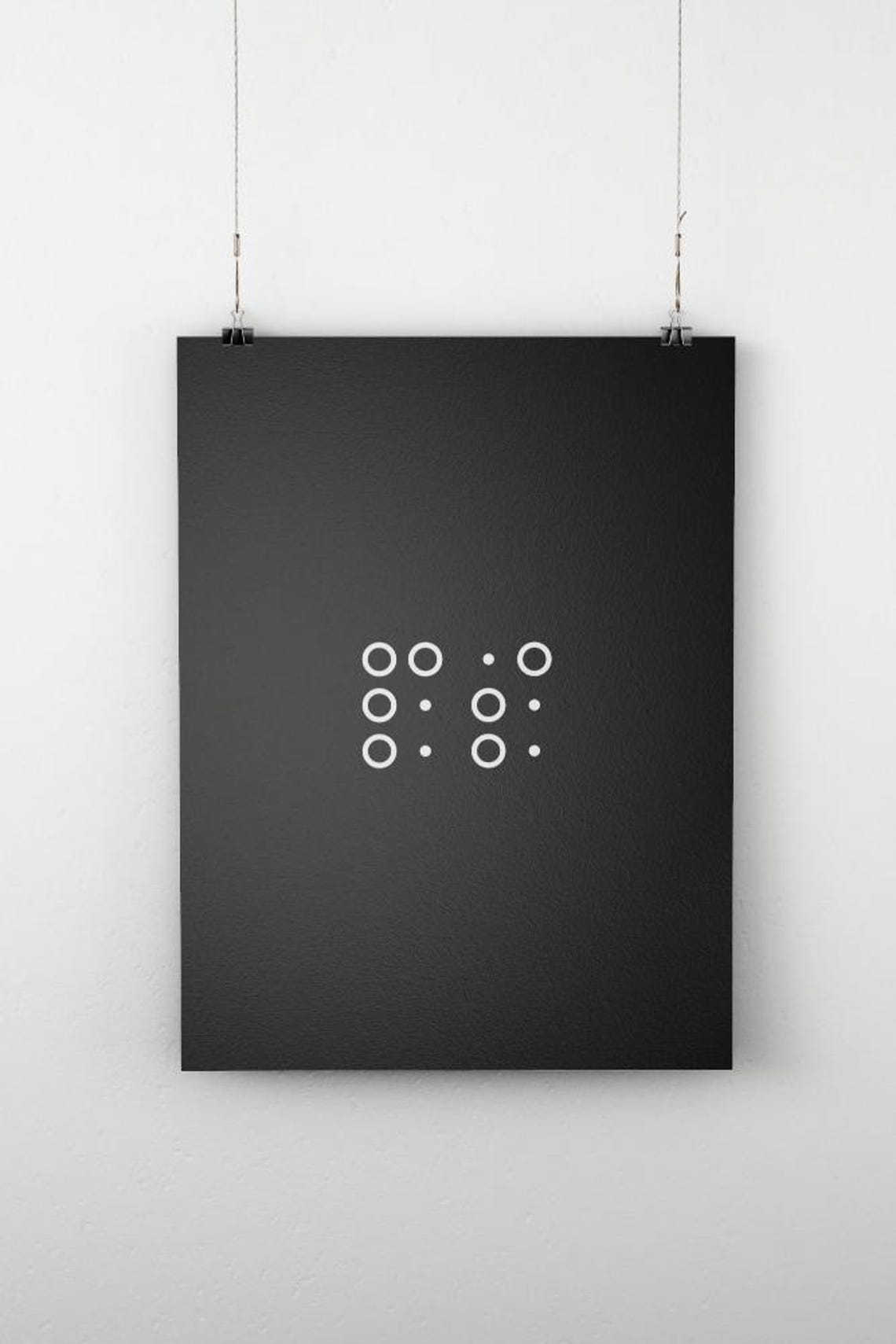 White Circles And Dots Grid Pattern Minimalist Black Graphic Poster
