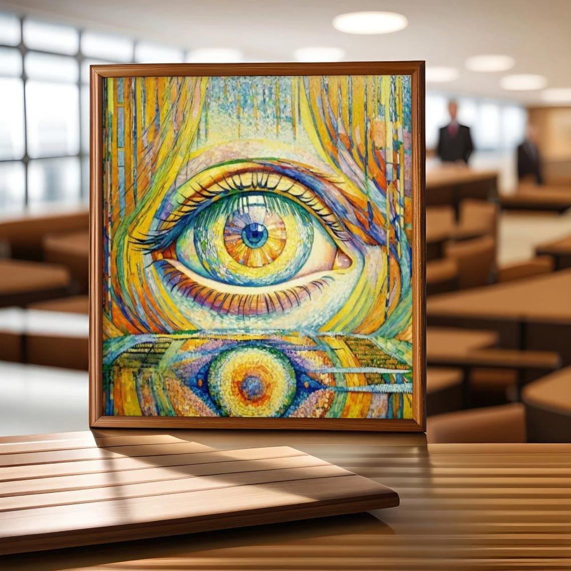 Colorful Psychedelic Eye Close-Up In Rainbow Pointillist Art Poster