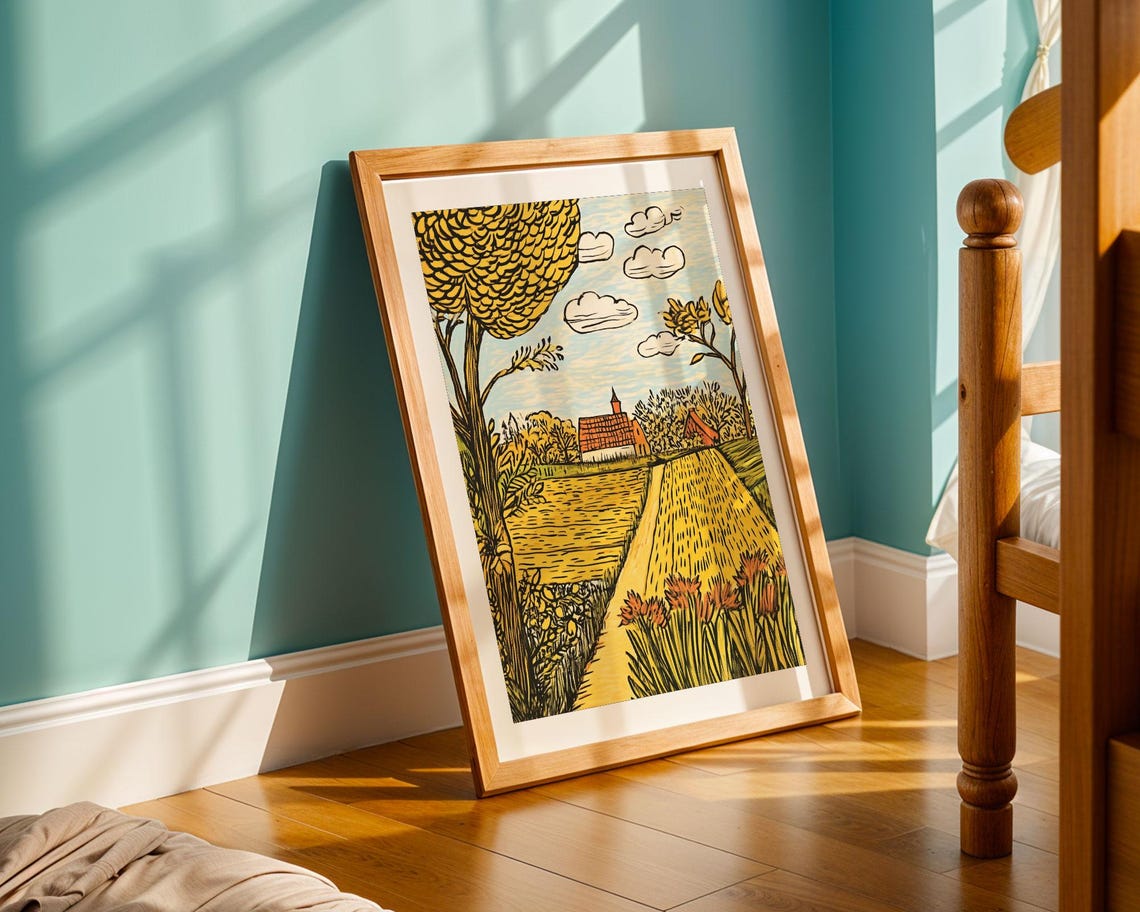 Van Gogh Style Farmhouse Path Through Golden Countryside Poster - Image 5