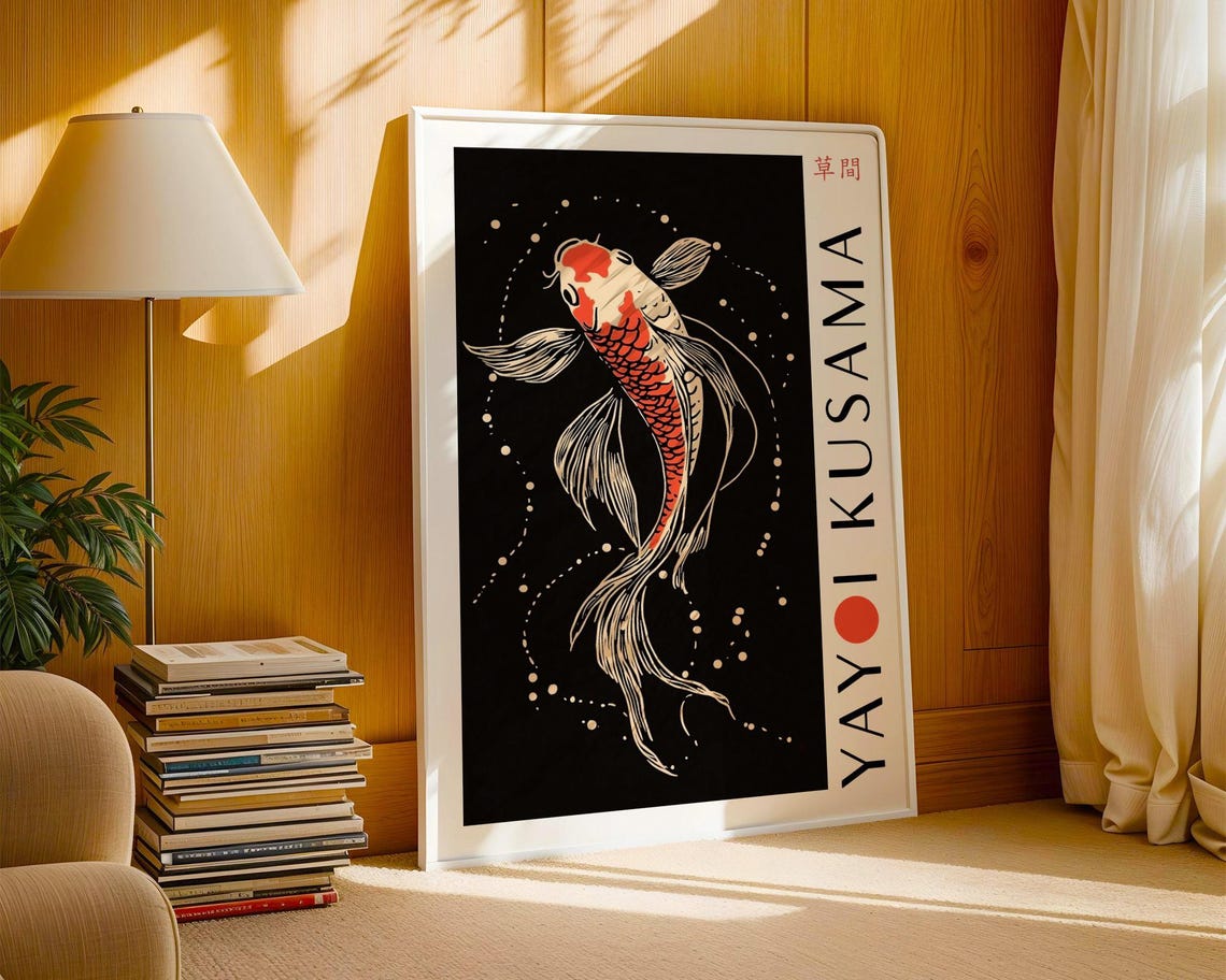 Yayoi Kusama Koi Fish Wall Art Bedroom Koi Fish Poster Koi Fish Poster Koi Fish Print Kusama Inspired Print Japanese Art Print - Image 3