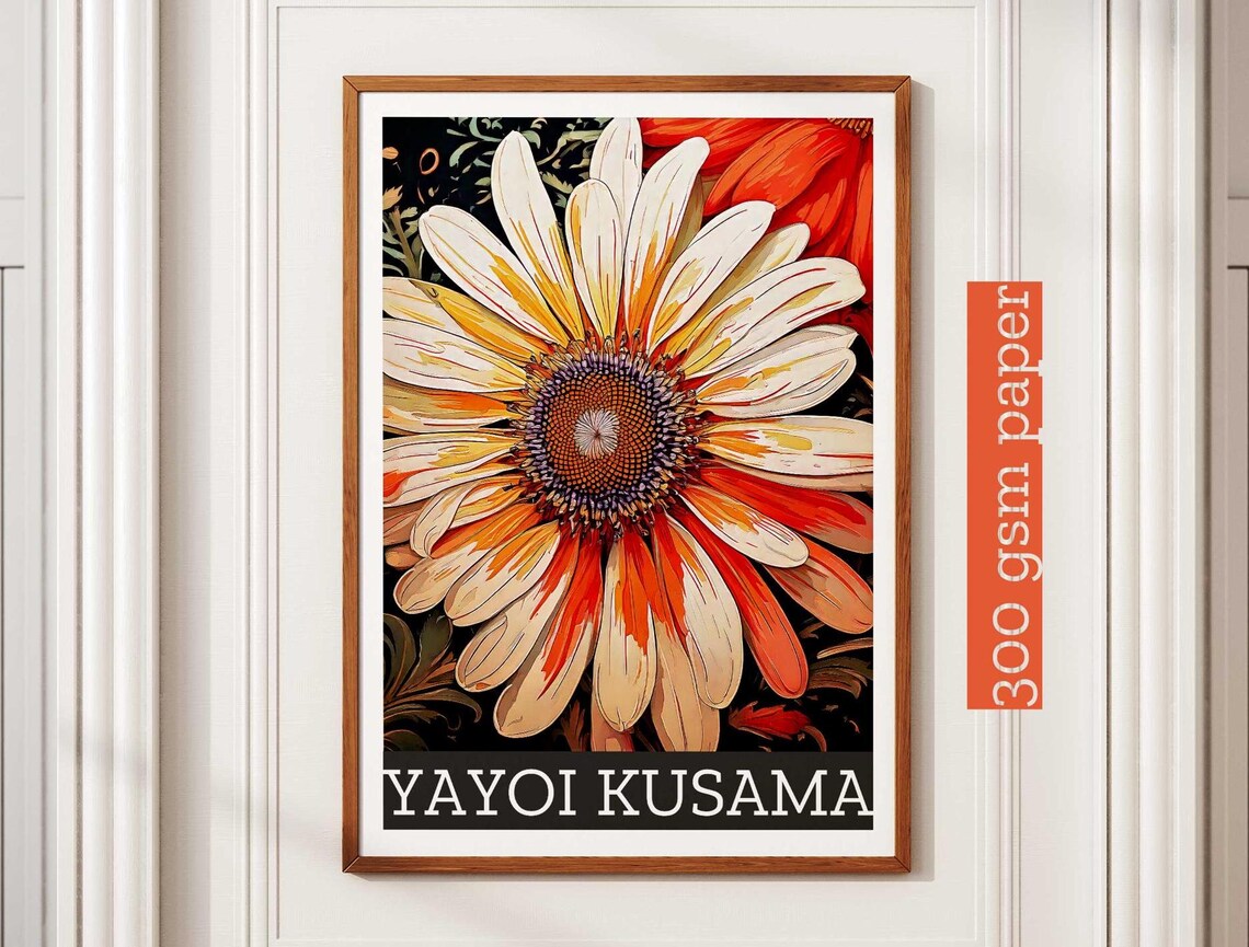 Yayoi Kusama Inspired Giant Daisy Flower Close Up Art Poster