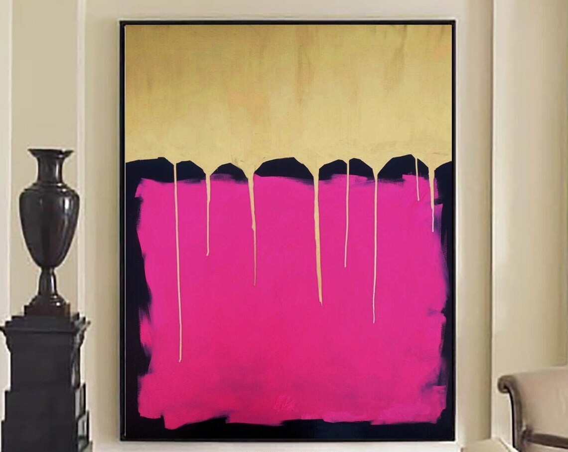 Abstract Oil Painting, Gold and Pink Wall Art Print - Image 5