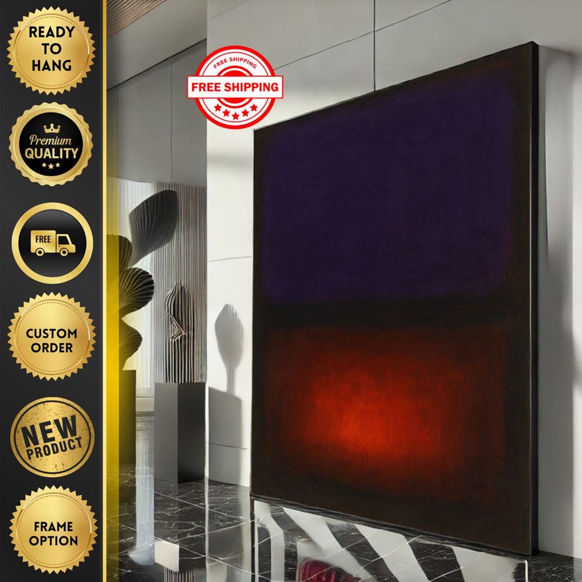 Rothko Style Dark Purple Ember Red Glowing Color Field Poster