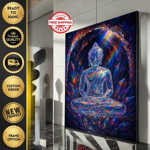 Calming Buddha Meditation Canvas Wall Art Abstract Modern Living Room Decor Ready To Hang Spiritual Gift