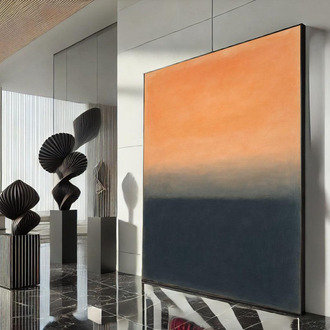 Rothko Style Color Field Abstract Orange to Black Gradient Poster