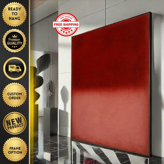 Mark Rothko Red And Black Canvas Bold Color Field Painting Reproduction For Modern Living Room Decor Ready To Hang
