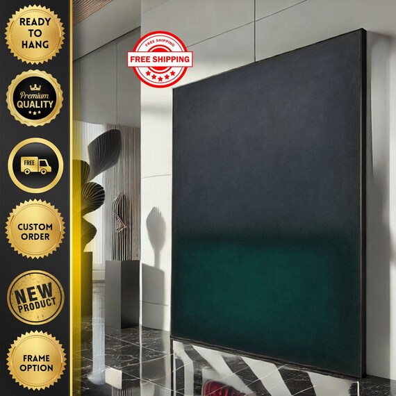 Deep Green and Black Rothko Inspired Moody Color Field Poster
