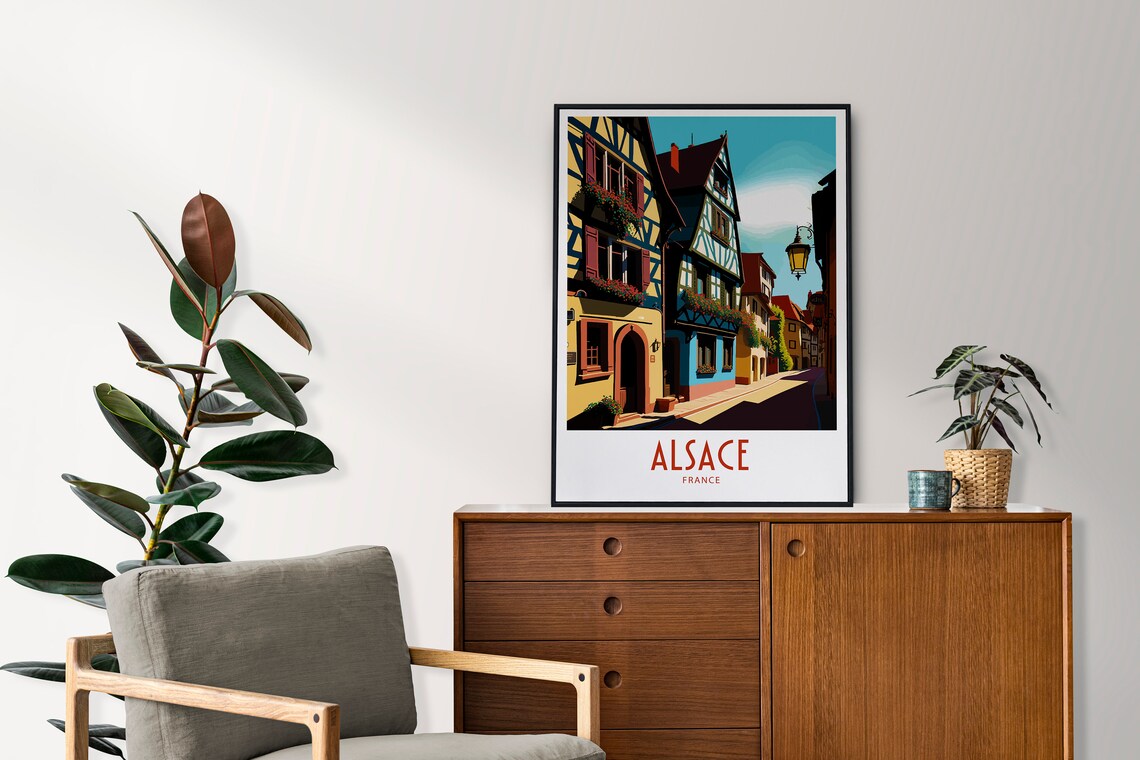 Alsace France Half Timbered Village Street Vintage Travel Poster - Image 4