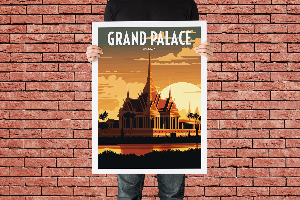 Grand Palace Bangkok Thailand Sunset Travel Poster Vintage Wall Decor - Image 4