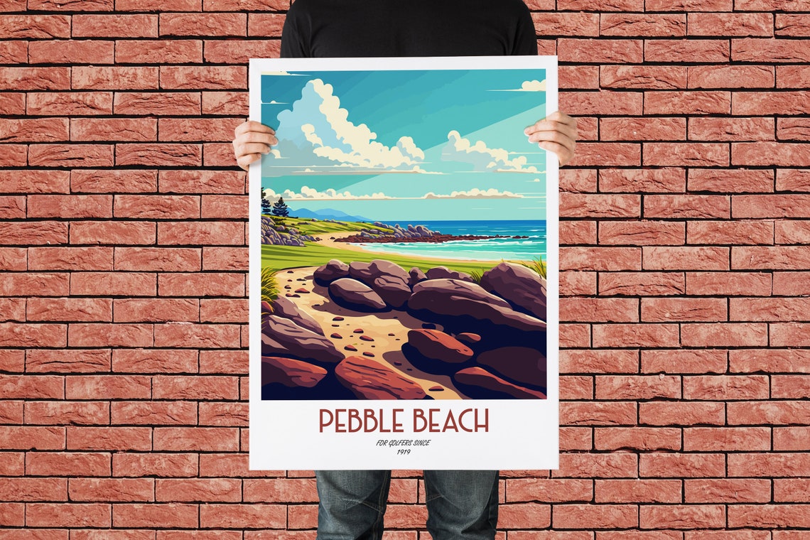 Pebble Beach Golf Course Rocky Pacific Coast Vintage Travel Poster - Image 3