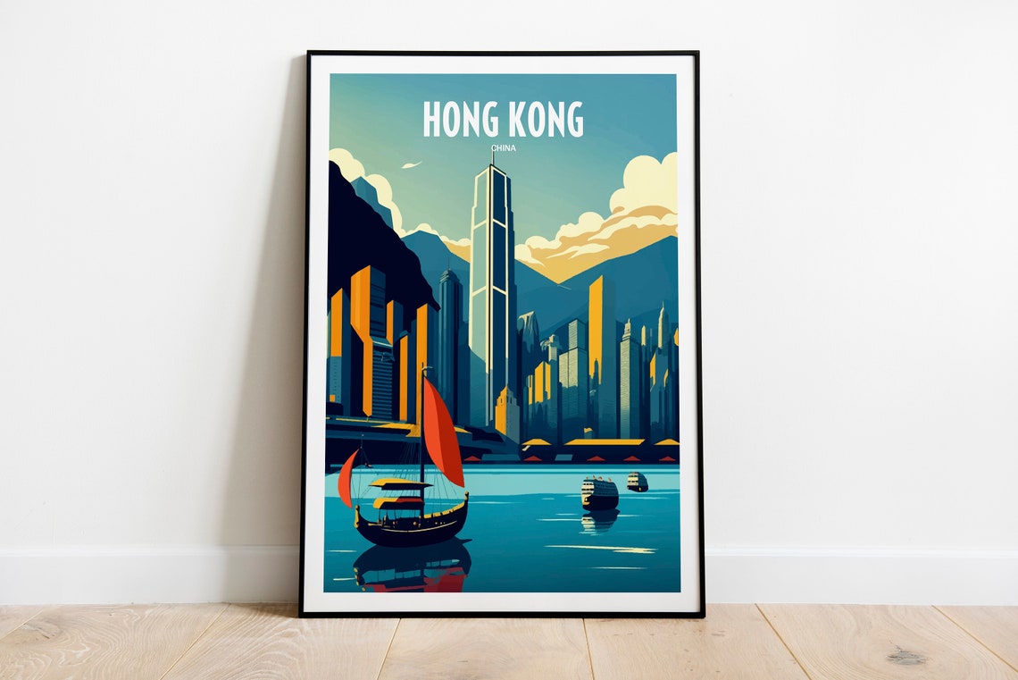 Hong Kong Travel Print Poster Housewarming Hong Kong Gift Skyline Travel Poster Gift Hong Kong Print Hong Kong Gift Hong Kong Cityscape