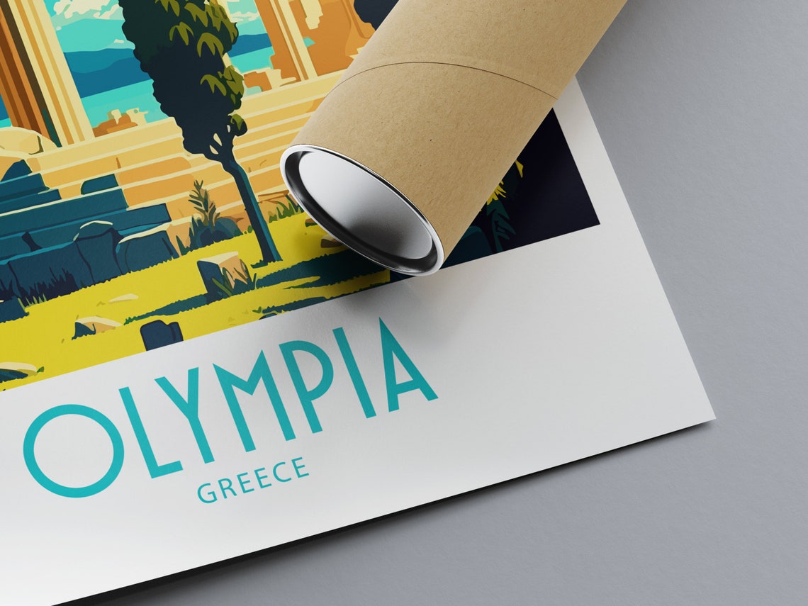 Olympia Greece Travel Poster with Ancient Temple Ruins and Columns - Image 2