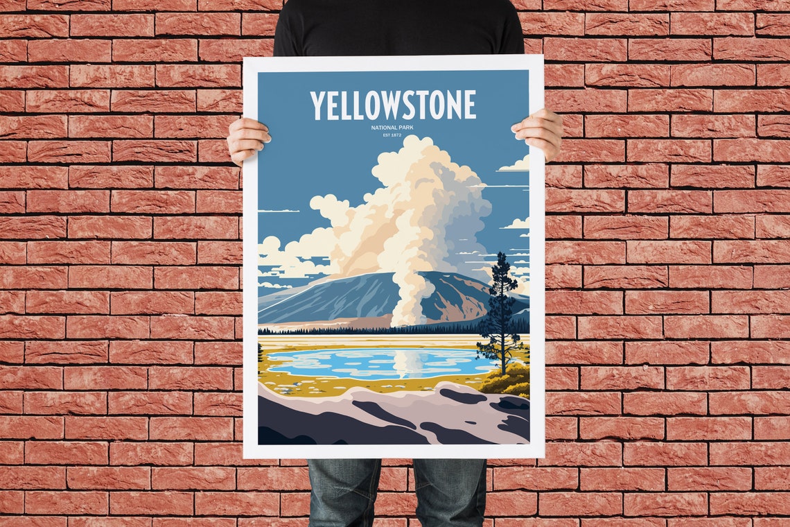 Yellowstone National Park Travel Print National Park Travel Art Yellowstone Travel Print Usa National Park Yellowstone Travel Poster - Image 4