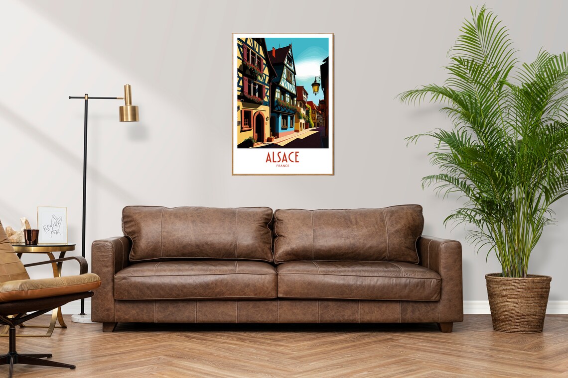 Alsace France Half Timbered Village Street Vintage Travel Poster - Image 3