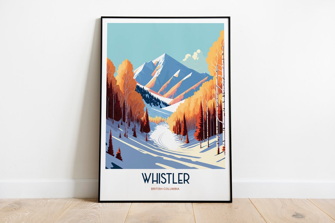 Whistler Resort Travel Print Skiing Resort Travel Art Skiing Travel Print Skiing Mountain Peak Skiing Travel Poster