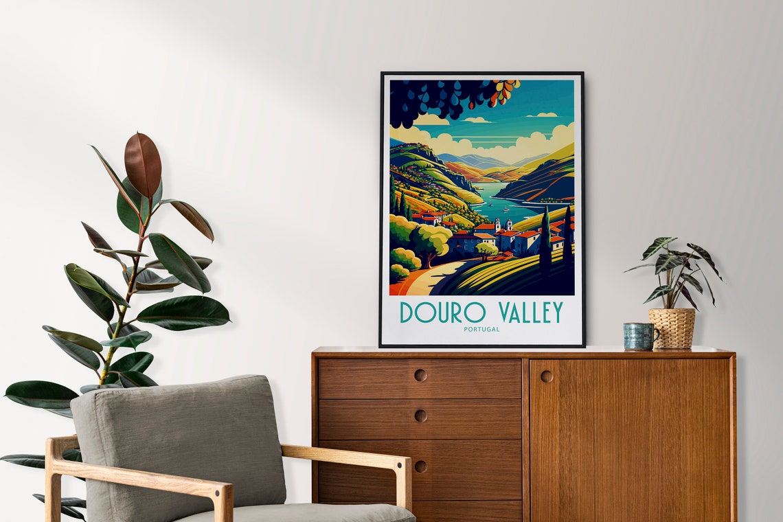 Douro Valley Portugal River Village Vintage Travel Poster Decor - Image 3