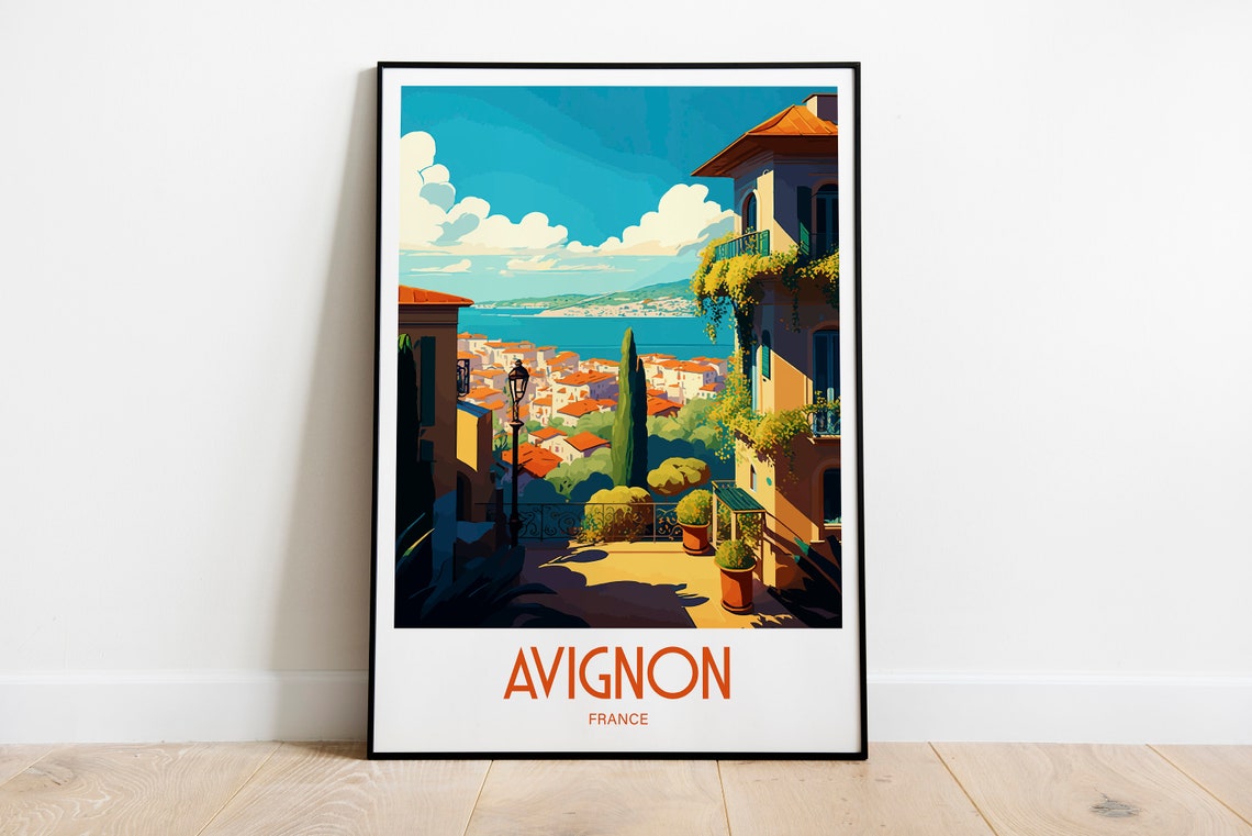 Avignon France Old Town Sea View Vintage Travel Poster Artwork