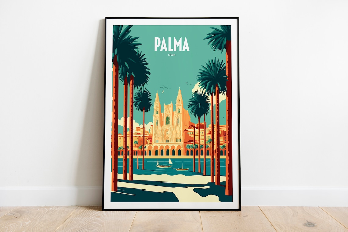 Palma De Mallorca Travel Poster, Spain Wall Art Print