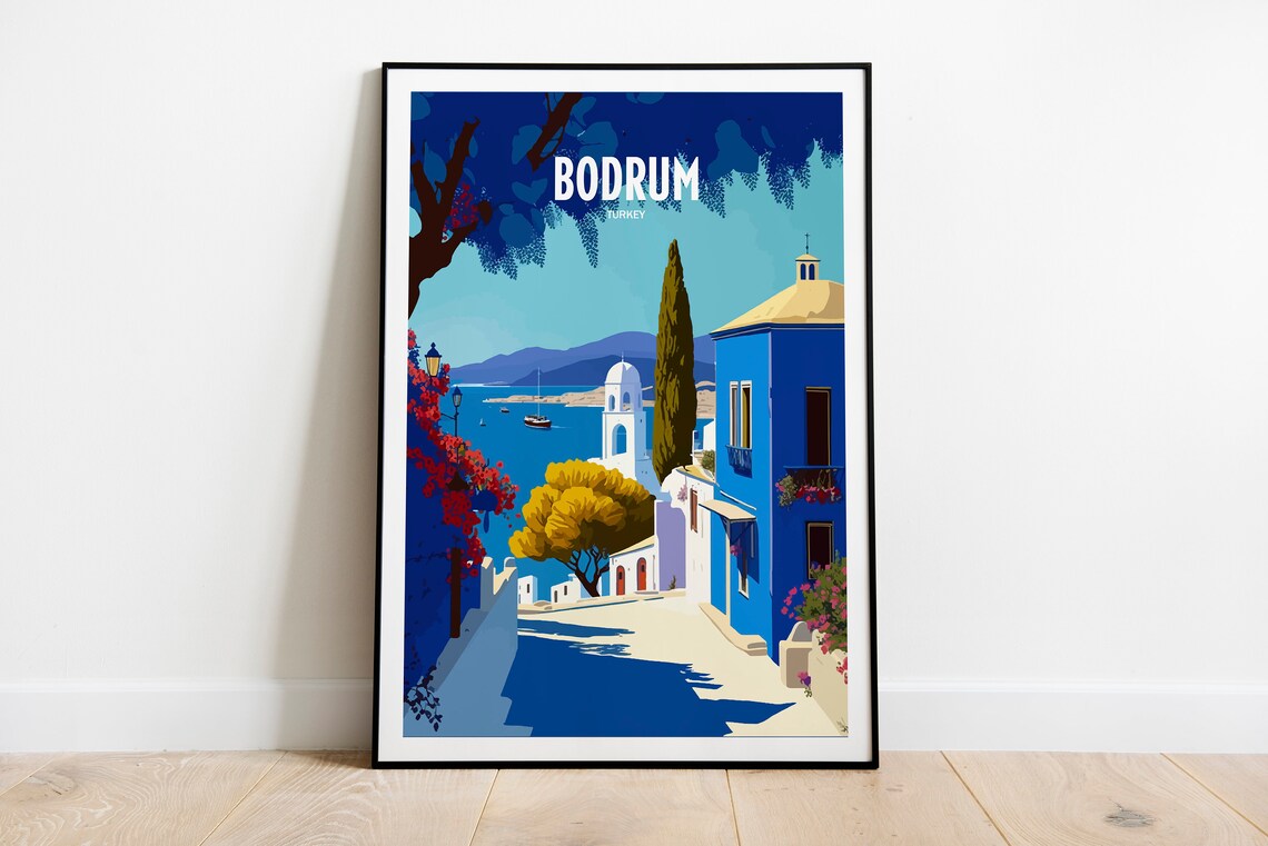 Bodrum Turkey Travel Poster, City Wall Art